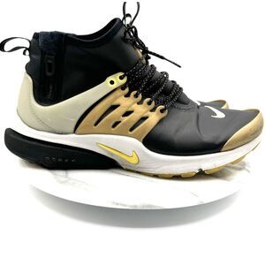 Nike Air Presto Mid Utility Sneakers Black/Gold US 9 Side Zippers 859524-002